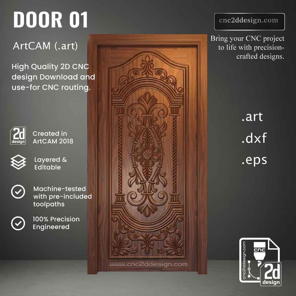 CNC 2D Door Design 01 – Wood Carving Digital File