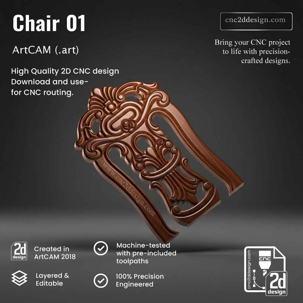 CNC 2D Chair Design 01 – Wood Carving Digital File