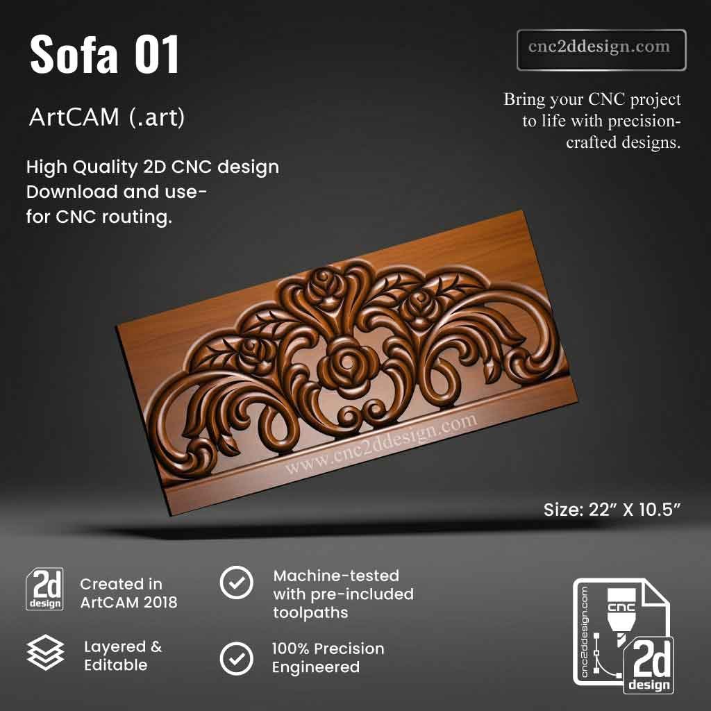 CNC 2D Sofa Design 01 – Wood Carving Digital File (.art)