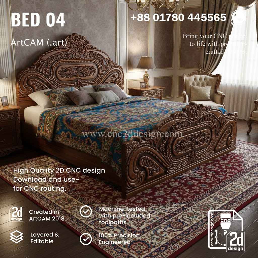CNC 2D Bed Design 04– Wood Carving Digital File - Image 2