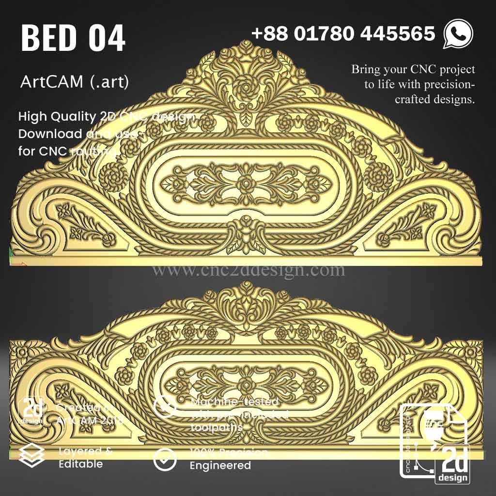 CNC 2D Bed Design 04– Wood Carving Digital File - Image 3