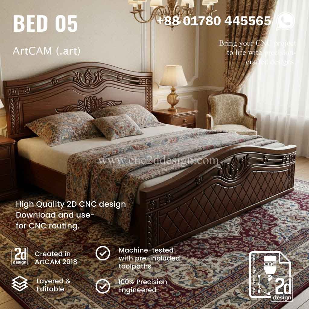 CNC 2D Bed Design 05– Wood Carving Digital File - Image 2