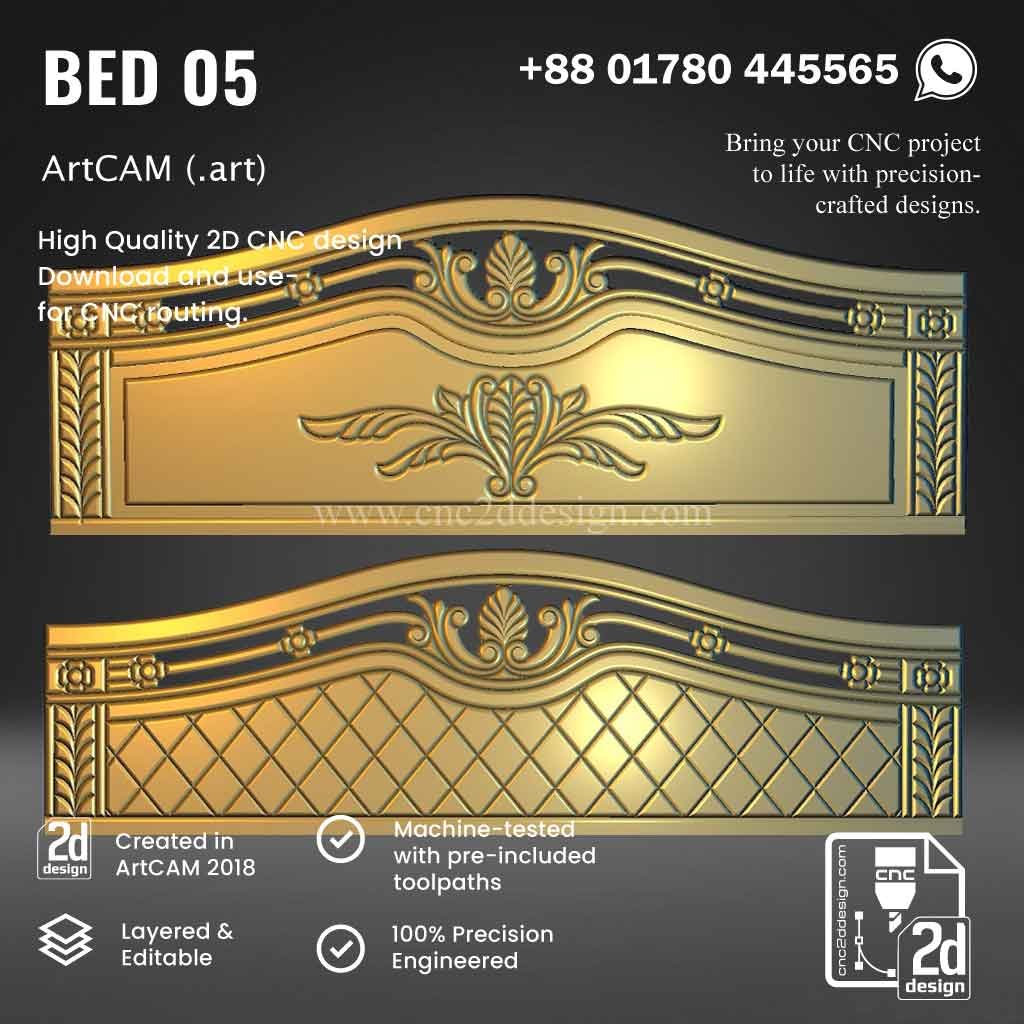 CNC 2D Bed Design 05– Wood Carving Digital File - Image 3