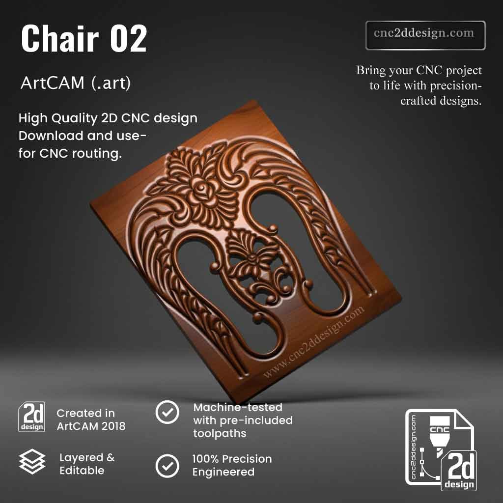 CNC 2D Chair Design 02 – Wood Carving Digital File