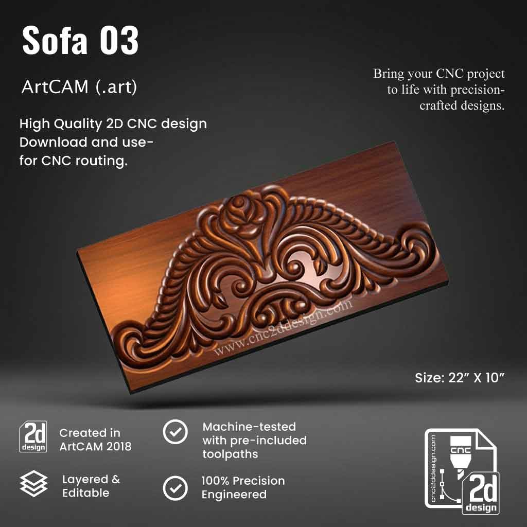 CNC 2D Sofa Design 03– Wood Carving Digital File (.art)