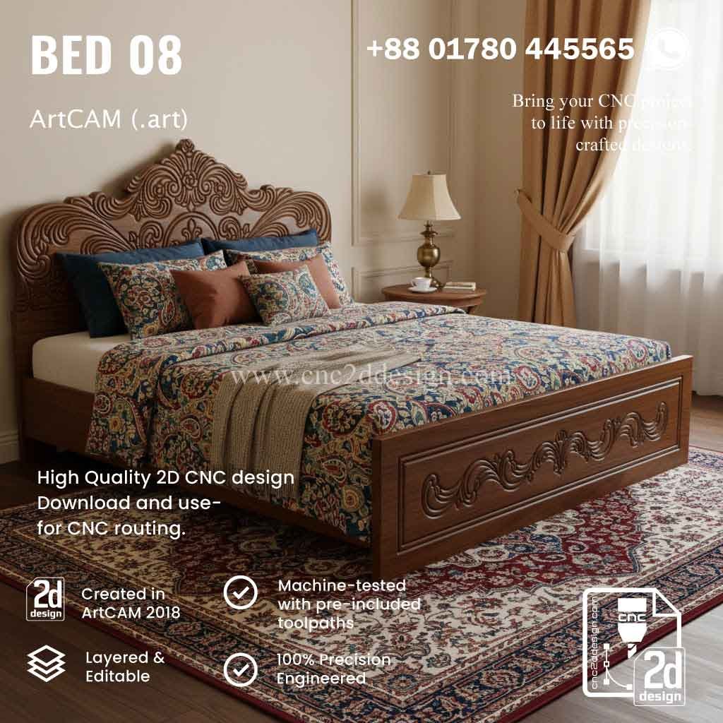 CNC 2D Bed Design 08– Wood Carving Digital File - Image 2