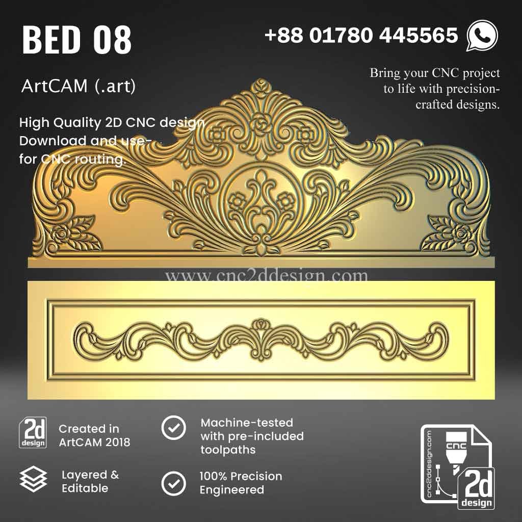 CNC 2D Bed Design 08– Wood Carving Digital File - Image 3