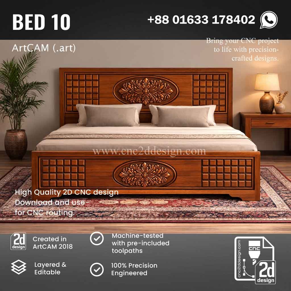CNC 2D Bed Design 10– Wood Carving Digital File - Image 2