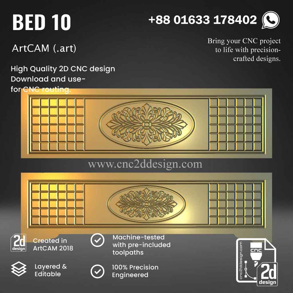 CNC 2D Bed Design 10– Wood Carving Digital File - Image 3