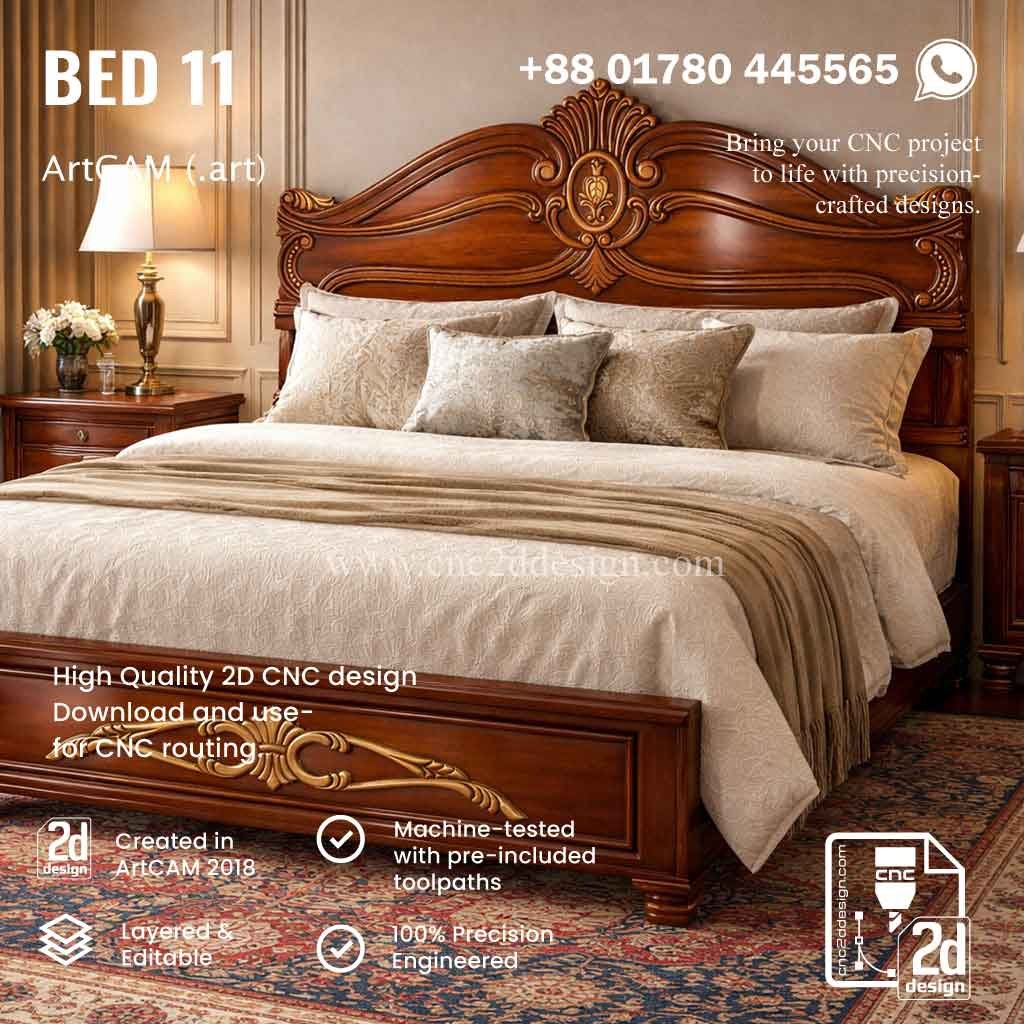 CNC 2D Bed Design 11– Wood Carving Digital File - Image 2