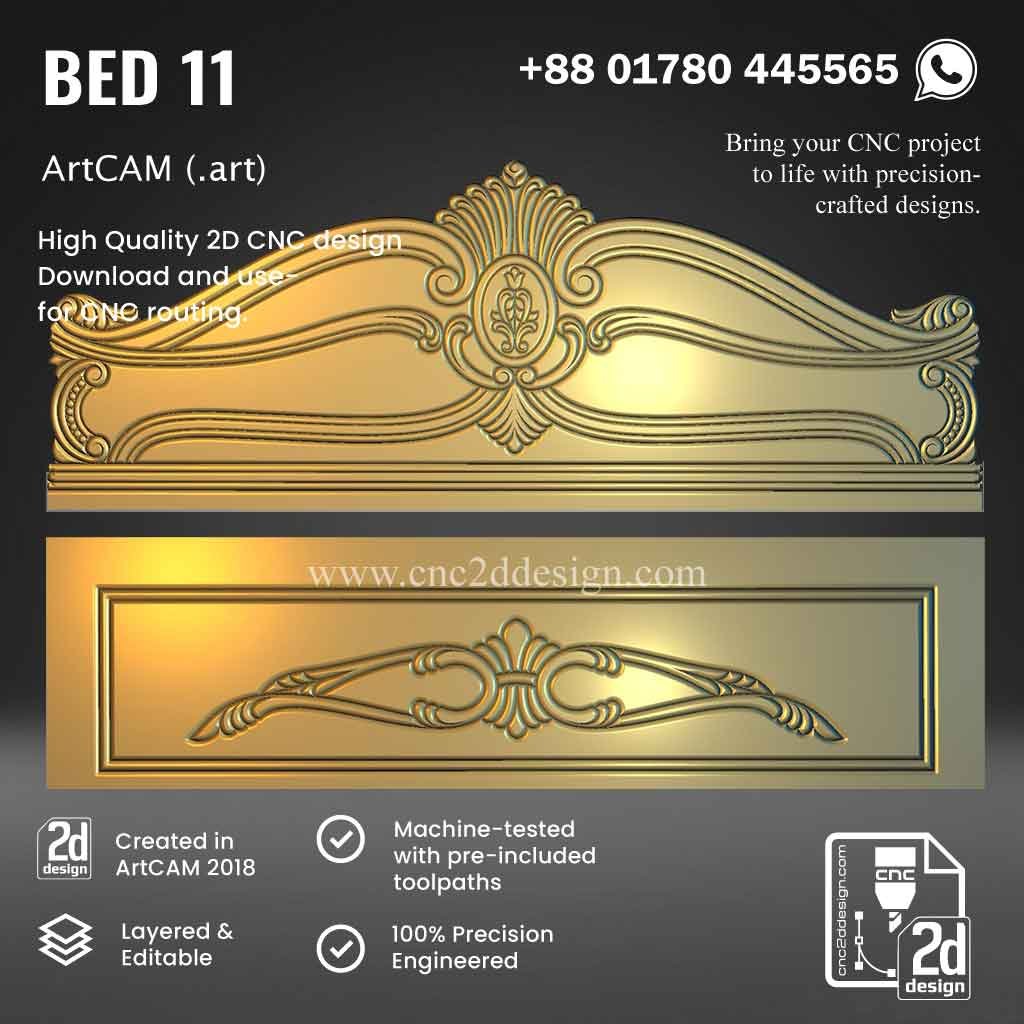 CNC 2D Bed Design 11– Wood Carving Digital File - Image 3