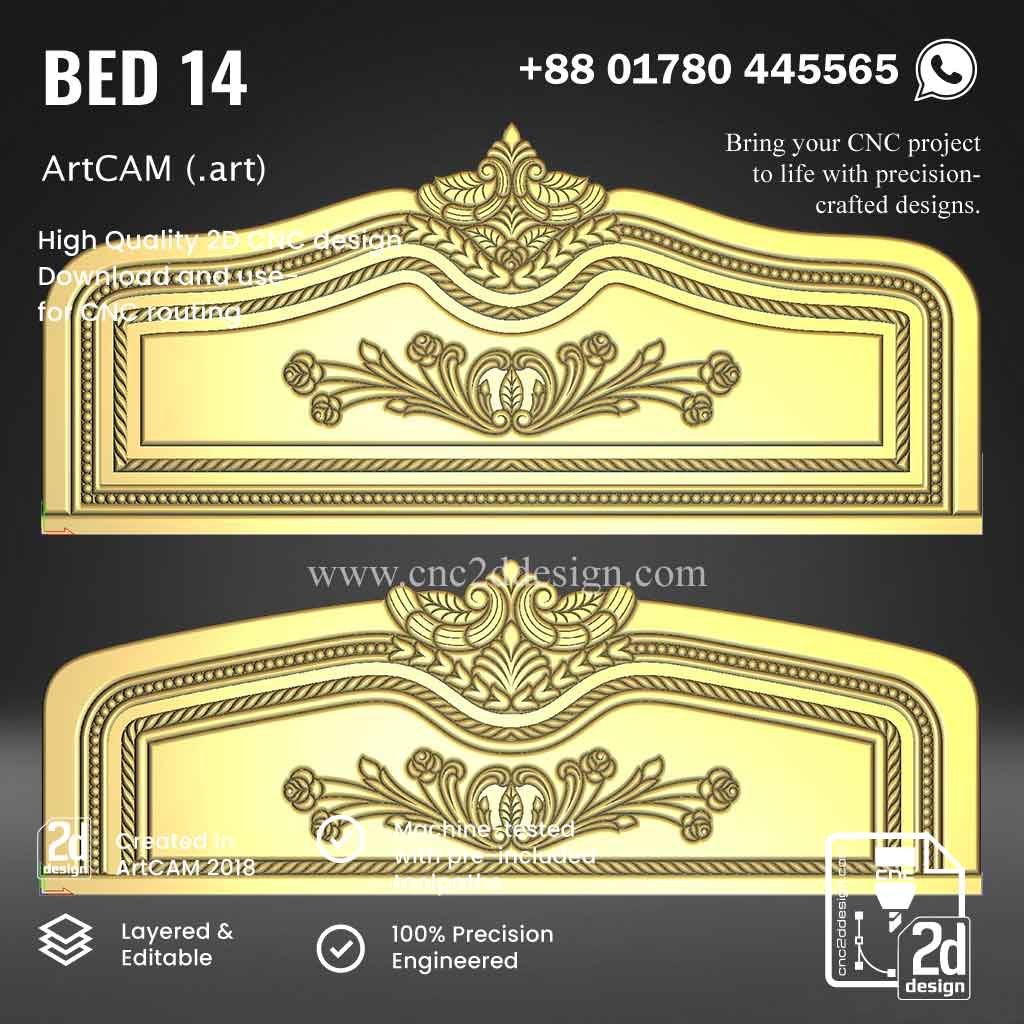 CNC 2D Bed Design 14– Wood Carving Digital File - Image 3