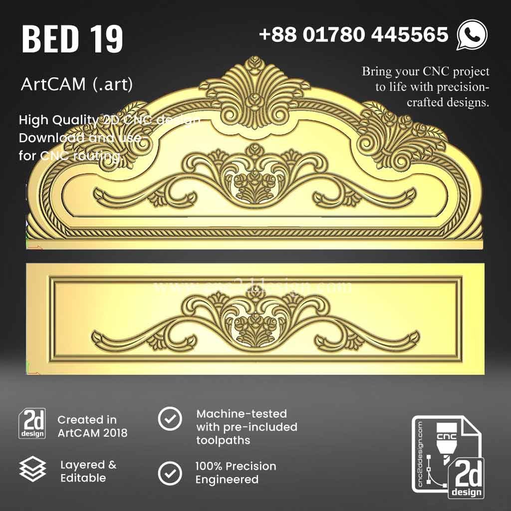 CNC 2D Bed Design 19– Wood Carving Digital File - Image 3