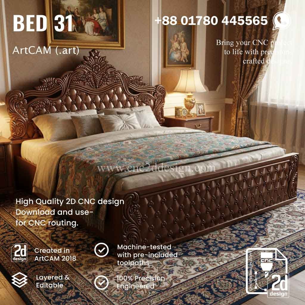 CNC 2D and 3D Mix Bed Design 31– Wood Carving Digital File - Image 2