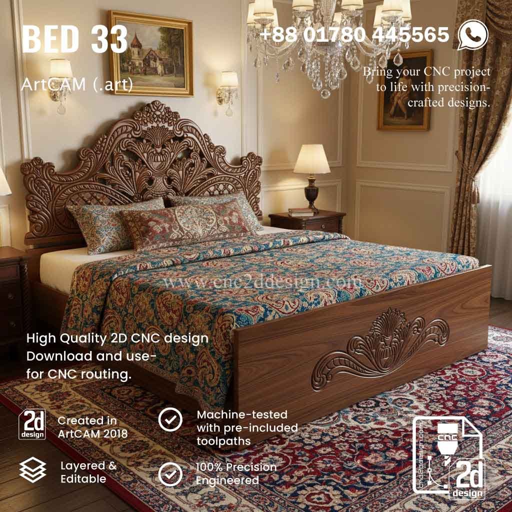 CNC 2D Bed Design 33– Wood Carving Digital File - Image 2