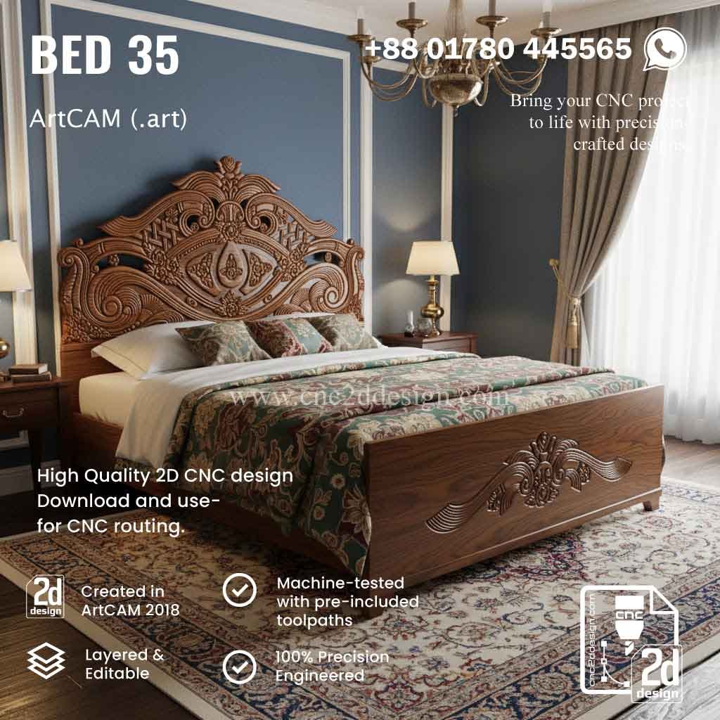CNC 2D Bed Design 35– Wood Carving Digital File - Image 2